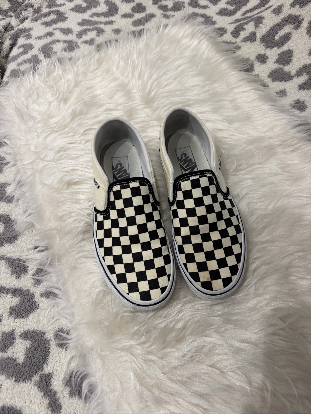 Vans Asher Checkerboard Slip-On Sneakers - Black & White